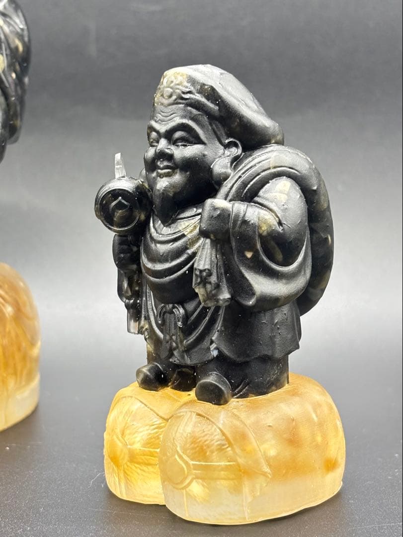 天然石　大黒天(大中小セット)　金運　シトリン　ゴールデンシャインオブシディアン