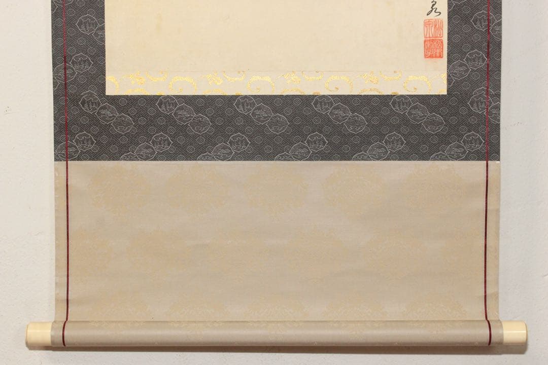 No4485 掛軸　在銘　松泉　元禄美人図　着色絹本　人物画　古美術　送料無料