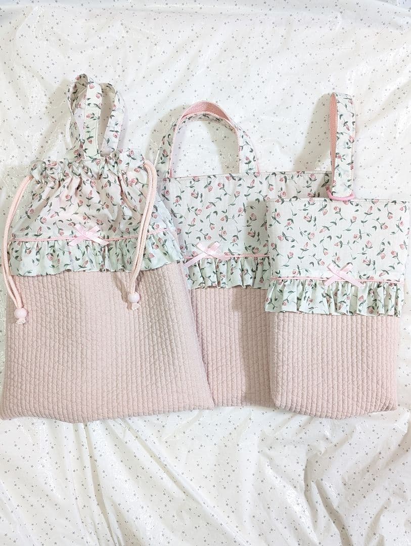 リバティ レッスンバッグ上履き入れ体操服袋 ハンドメイド フローティングフローラ