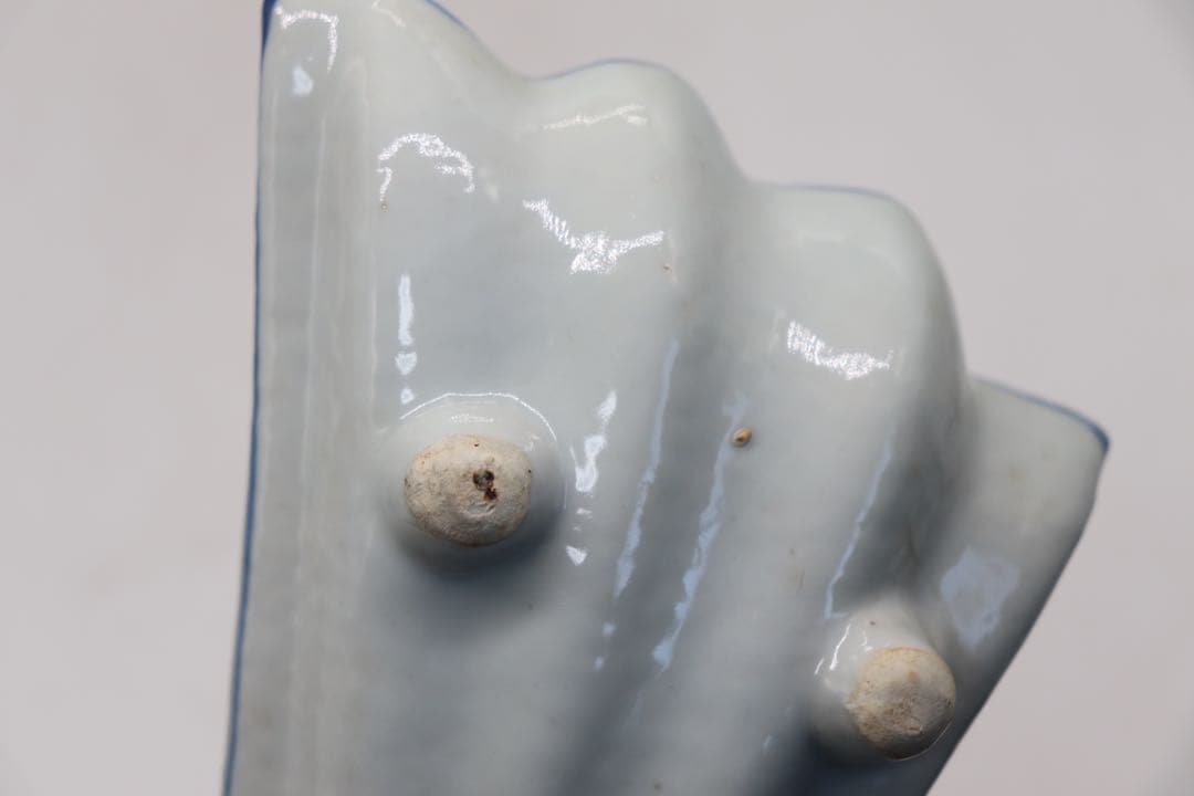 古染　三足付　末広向付　山水人物紋　送料込み250214