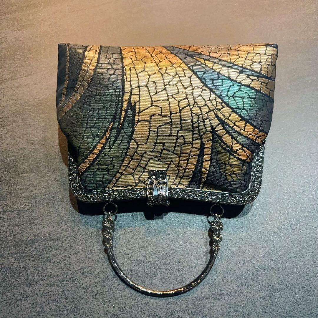 4月の新作！油絵画の様なお洒落な艶感♡ヨーロッパのレンガの街並み高級西陣帯バッグ