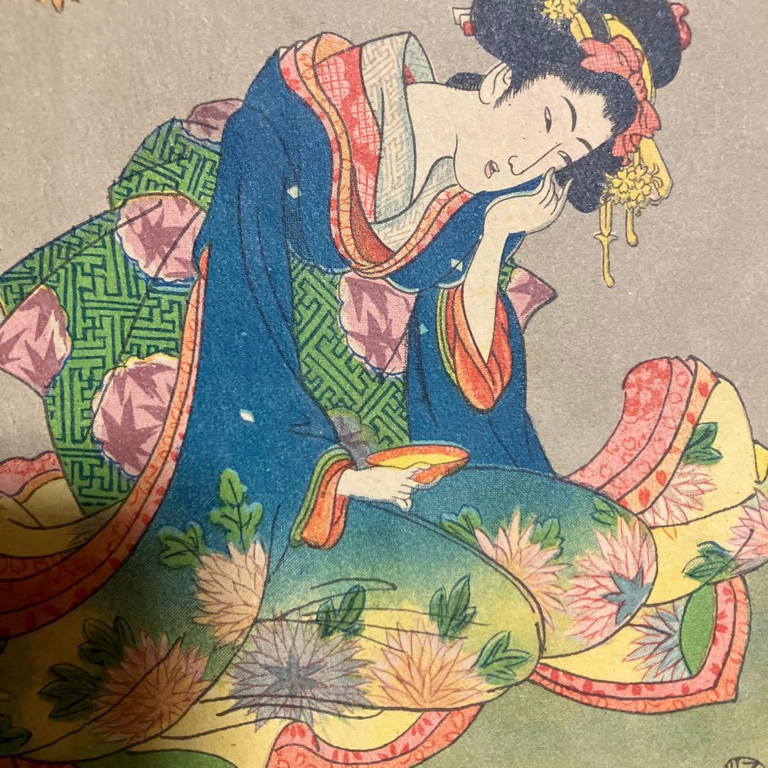3F 【名画】浮世絵 美人画 絵葉書 2枚セット 渓斎英泉 画 レトロ
