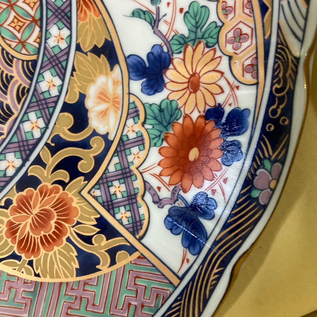 有田焼　若山窯　金彩古伊万里　大皿　盛皿　高台皿　飾り皿　色絵　更紗　染錦