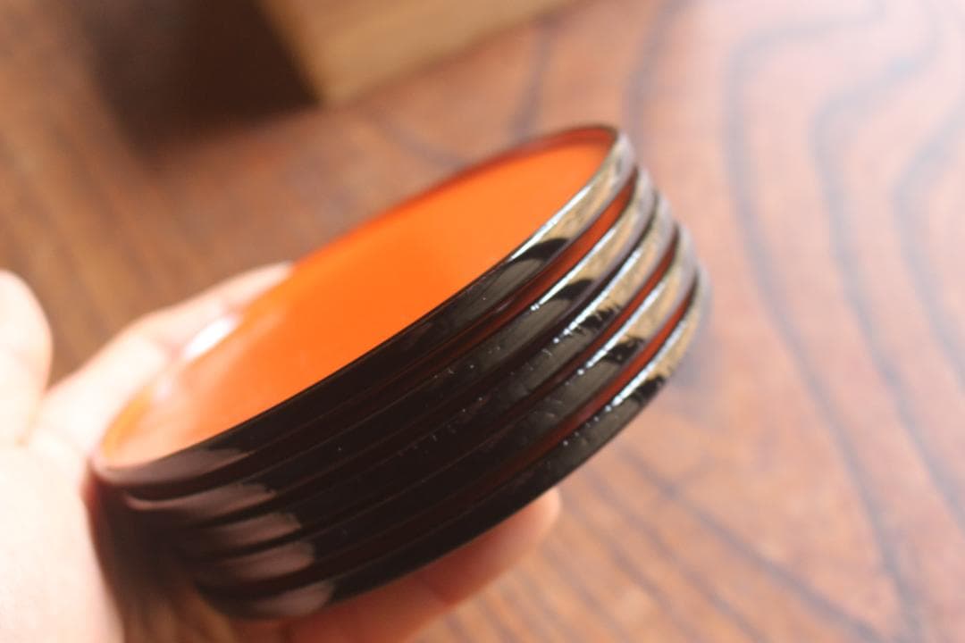 デッドストック！堅牢木地に極上日の出塗の美しい小皿5点（検京塗山中塗菓子皿銘々皿