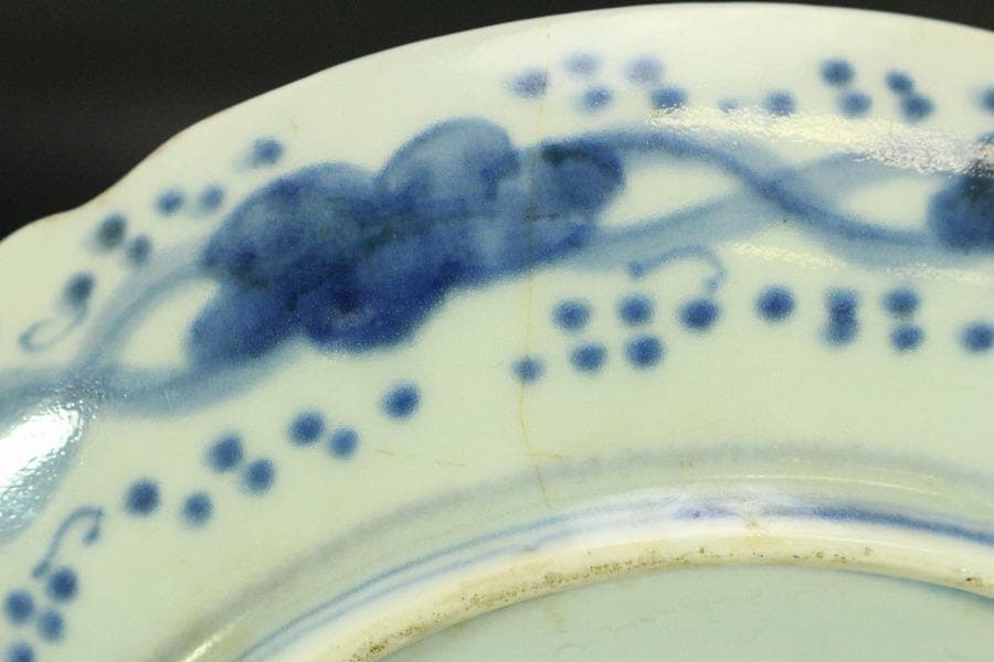 中国美術 青花 龍紋 皿 φ20cm (LC371)