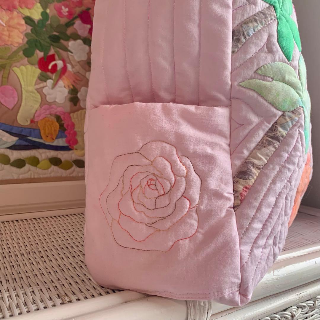 ハワイアンキルト　バッグ　ハワイ　薔薇　ロケラニ オーダー うみがめ