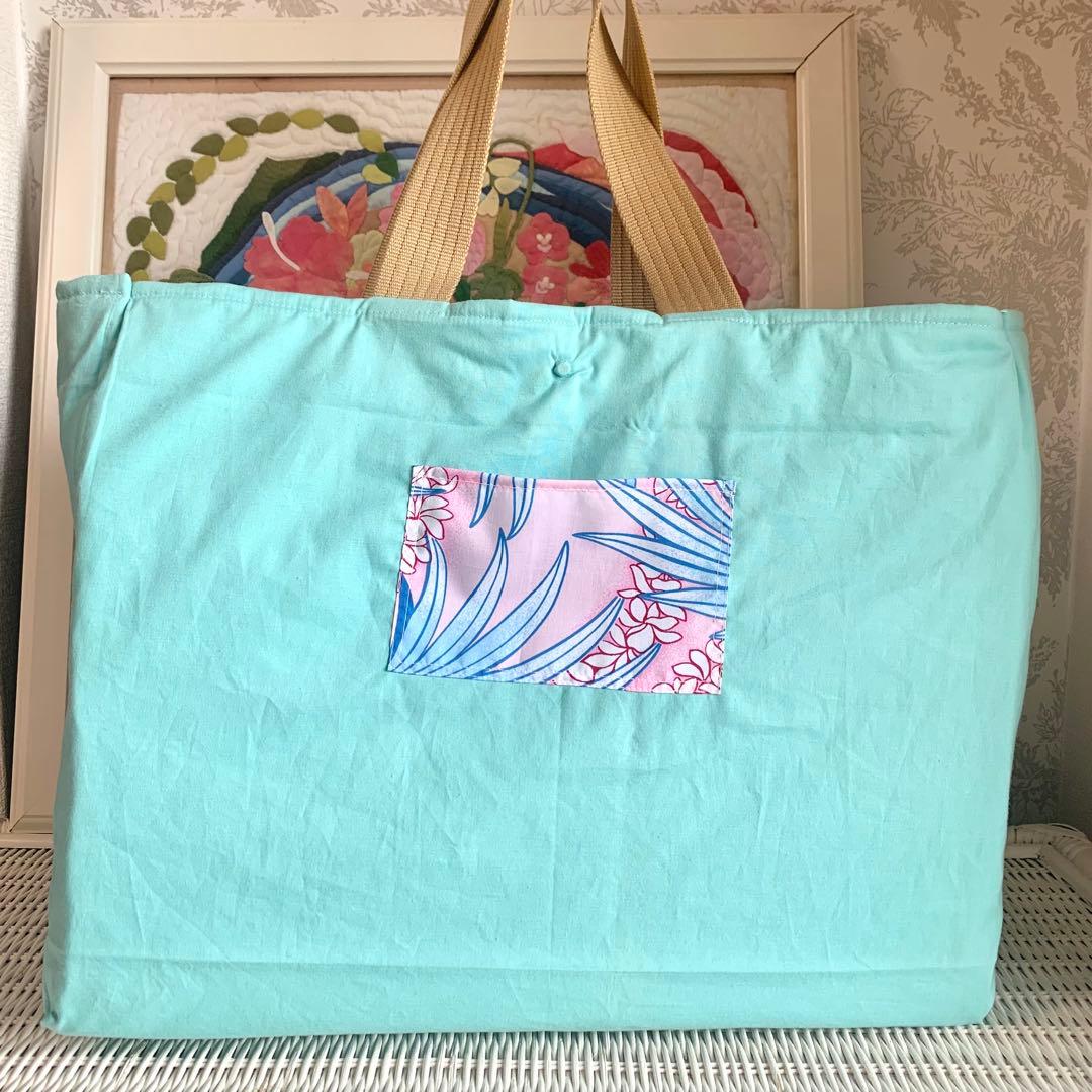 ハワイアンキルト　バッグ　ハワイ　薔薇　ロケラニ オーダー うみがめ