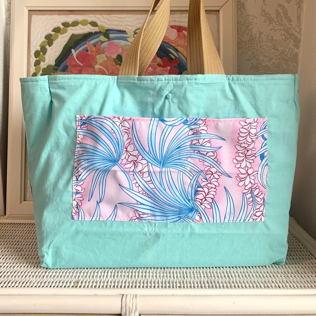 ハワイアンキルト　バッグ　ハワイ　薔薇　ロケラニ オーダー うみがめ