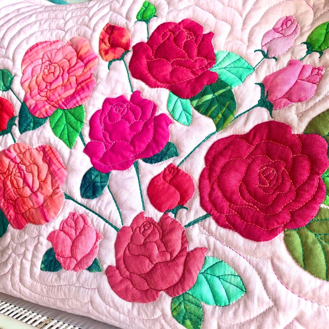 ハワイアンキルト　バッグ　ハワイ　薔薇　ロケラニ オーダー うみがめ