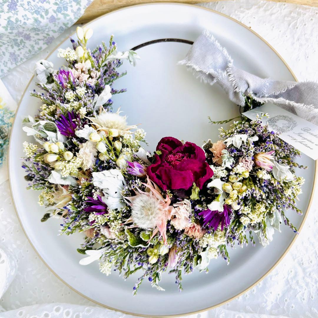 ドライフラワーリース　ドライフラワースワッグ　シャクヤク　芍薬
