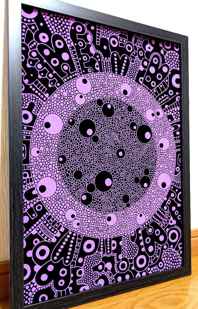 A3額付き　アート　オリジナルアート　絵画　原画　アクリル画　抽象画　インテリア