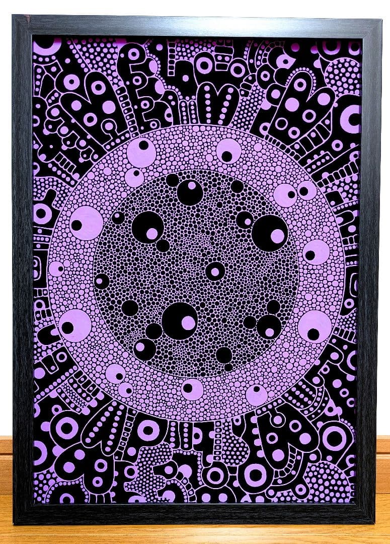 A3額付き　アート　オリジナルアート　絵画　原画　アクリル画　抽象画　インテリア