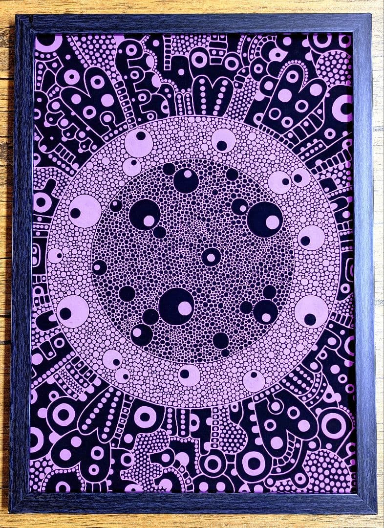 A3額付き　アート　オリジナルアート　絵画　原画　アクリル画　抽象画　インテリア