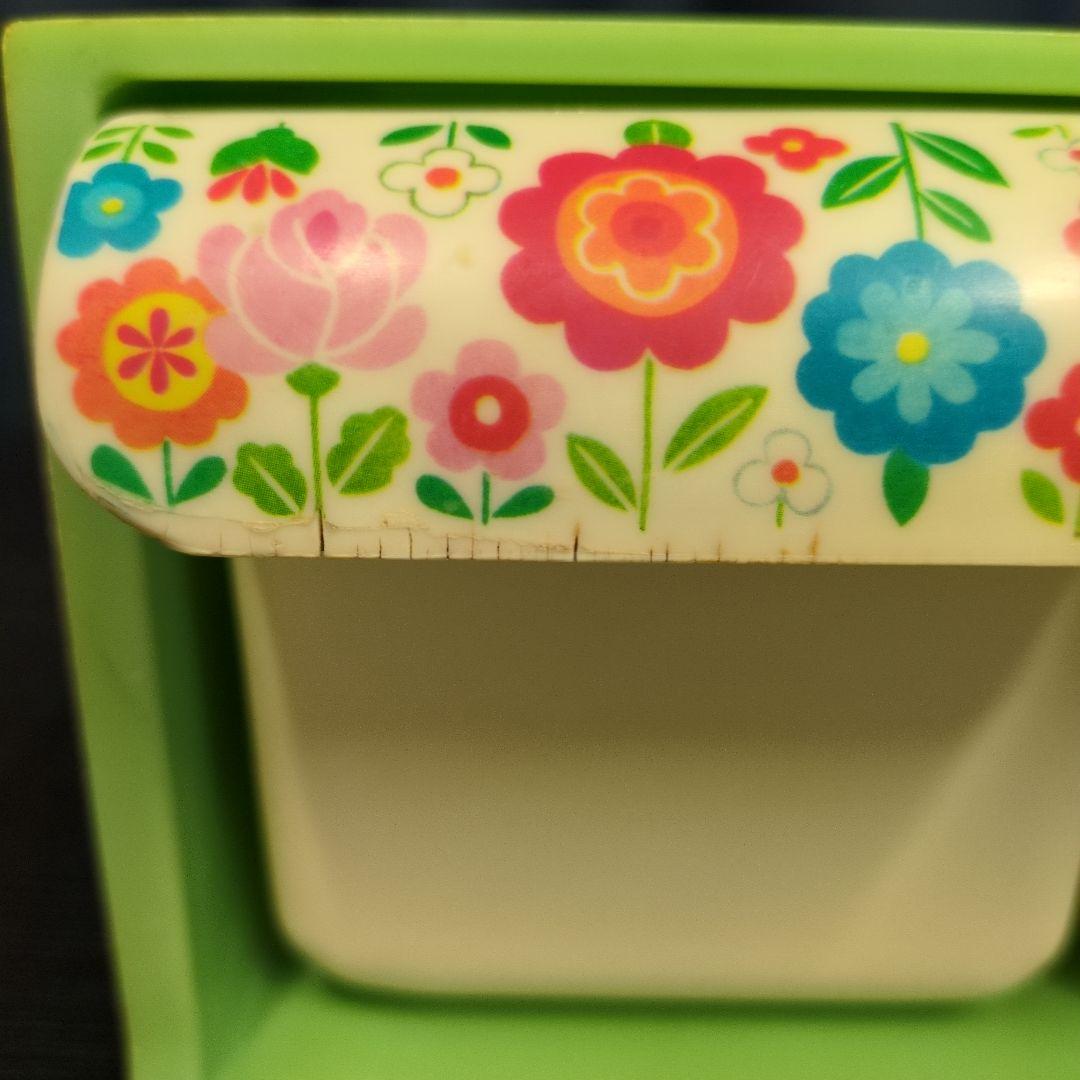 調味料ケース 調味料ラック 緑 花柄 昭和レトロ