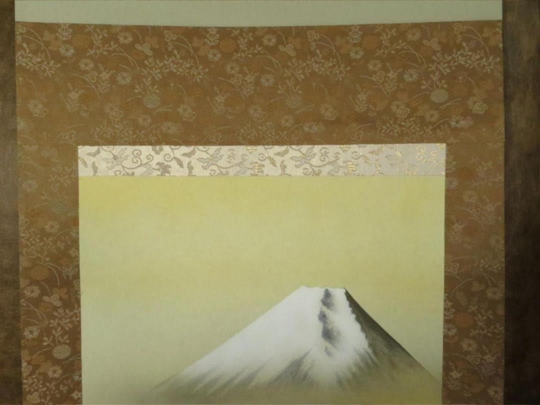 掛軸 石田雪外『風水発財富峰図 風景画』日本画 絹本 箱付 掛け軸 N10088