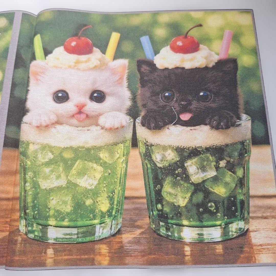 激レアチョコBOXにゃんこ、クリームソーダーにゃんこパネル生地　ハンドメイド
