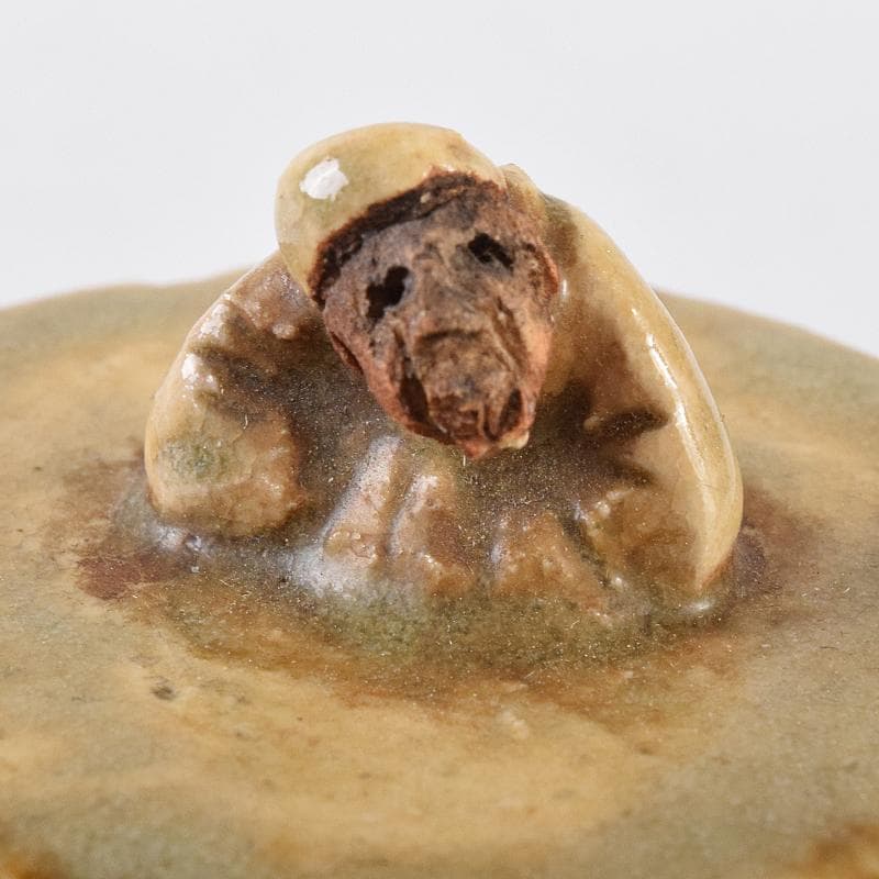 茶道具　御深井焼　米山作　老人摘香盒　香合　共箱　M　R8663