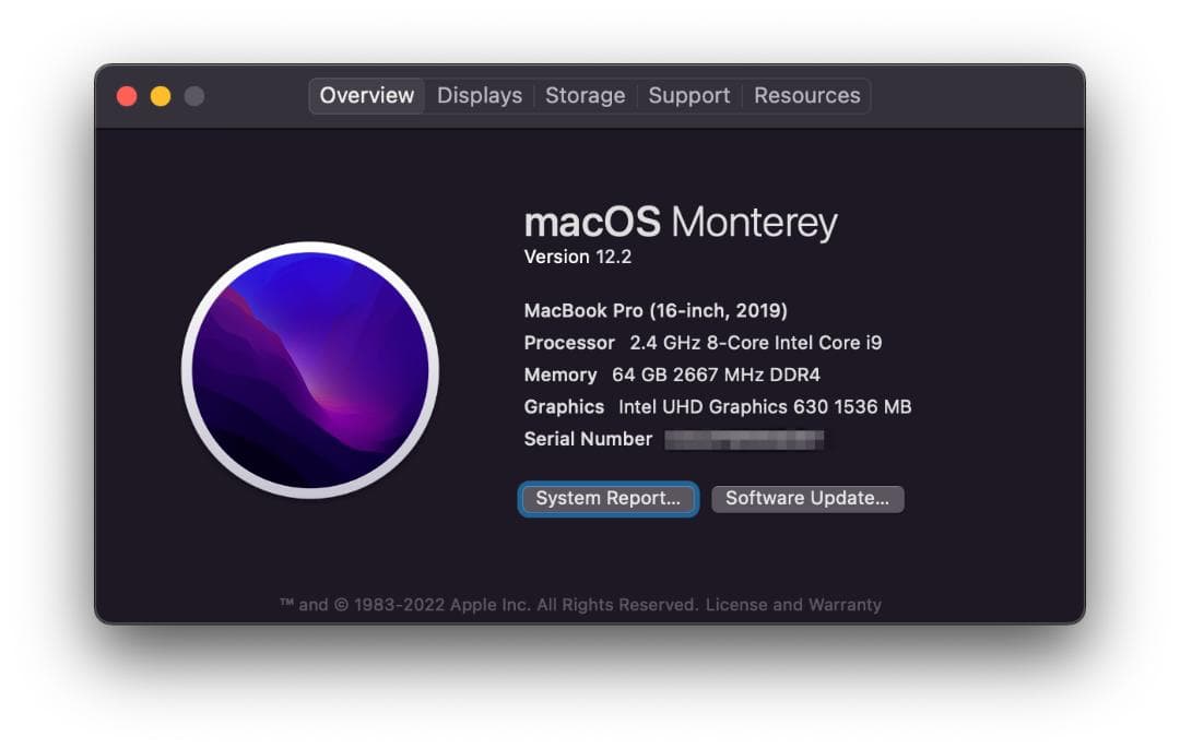 MacBook Pro 2019 16インチ/Core i9/64GB/1TB