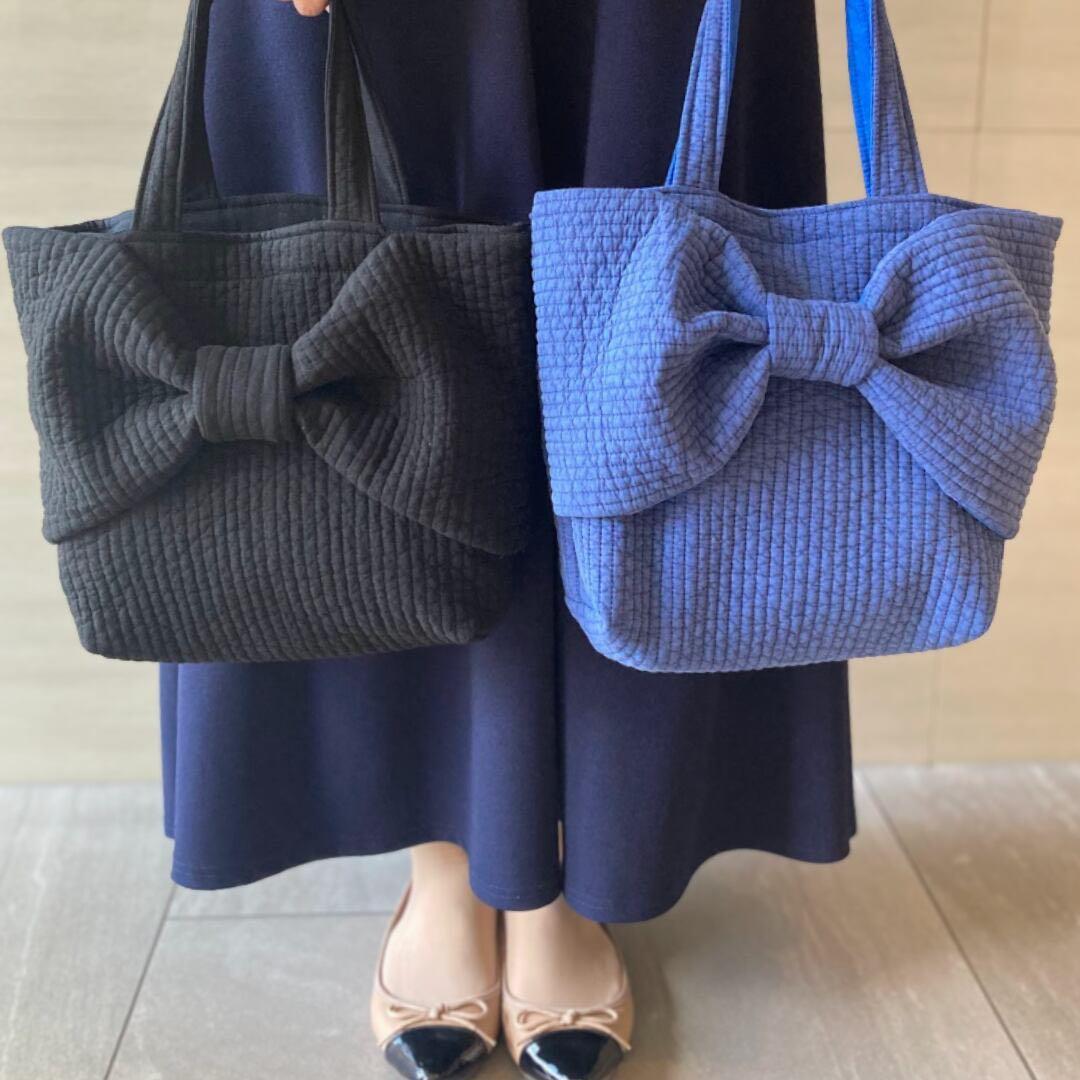 リボンヌビバッグ仕切り付き　イブルバッグ　ブラック　韓国ヌビバッグ　多機能大容量