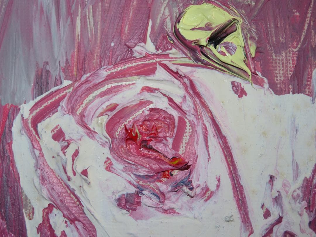 ◆　作者不明　「白薔薇」　油彩　SM号　◆