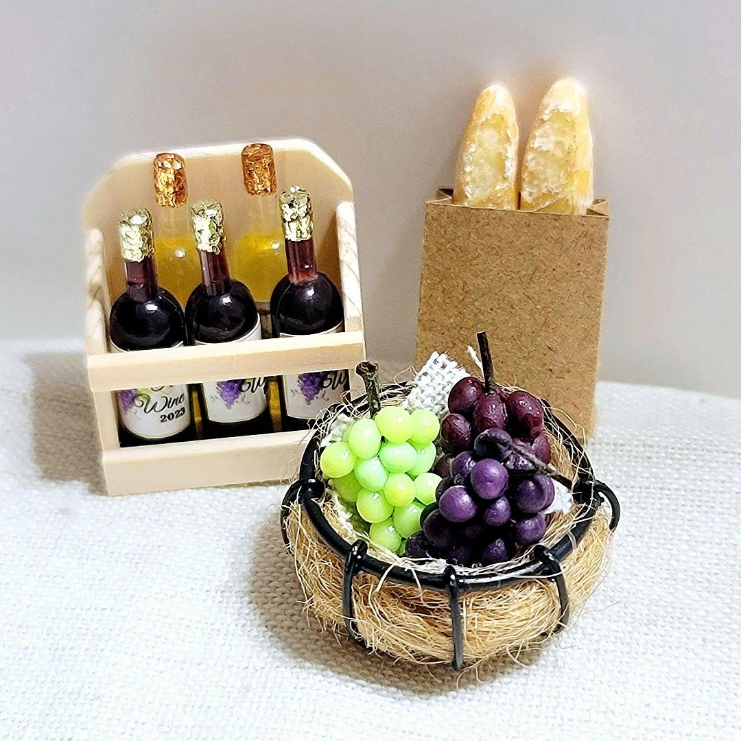 ミニチュアフード☆ミニチュアパン☆ワイン箱セット