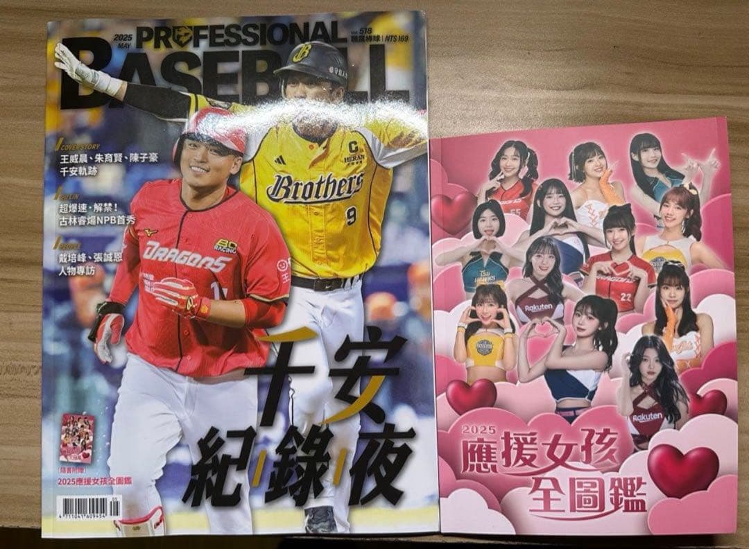 [台湾チア]楽天ガールズ菲菲ハートクッション(絶版)+職業棒球チアガール図鑑付き