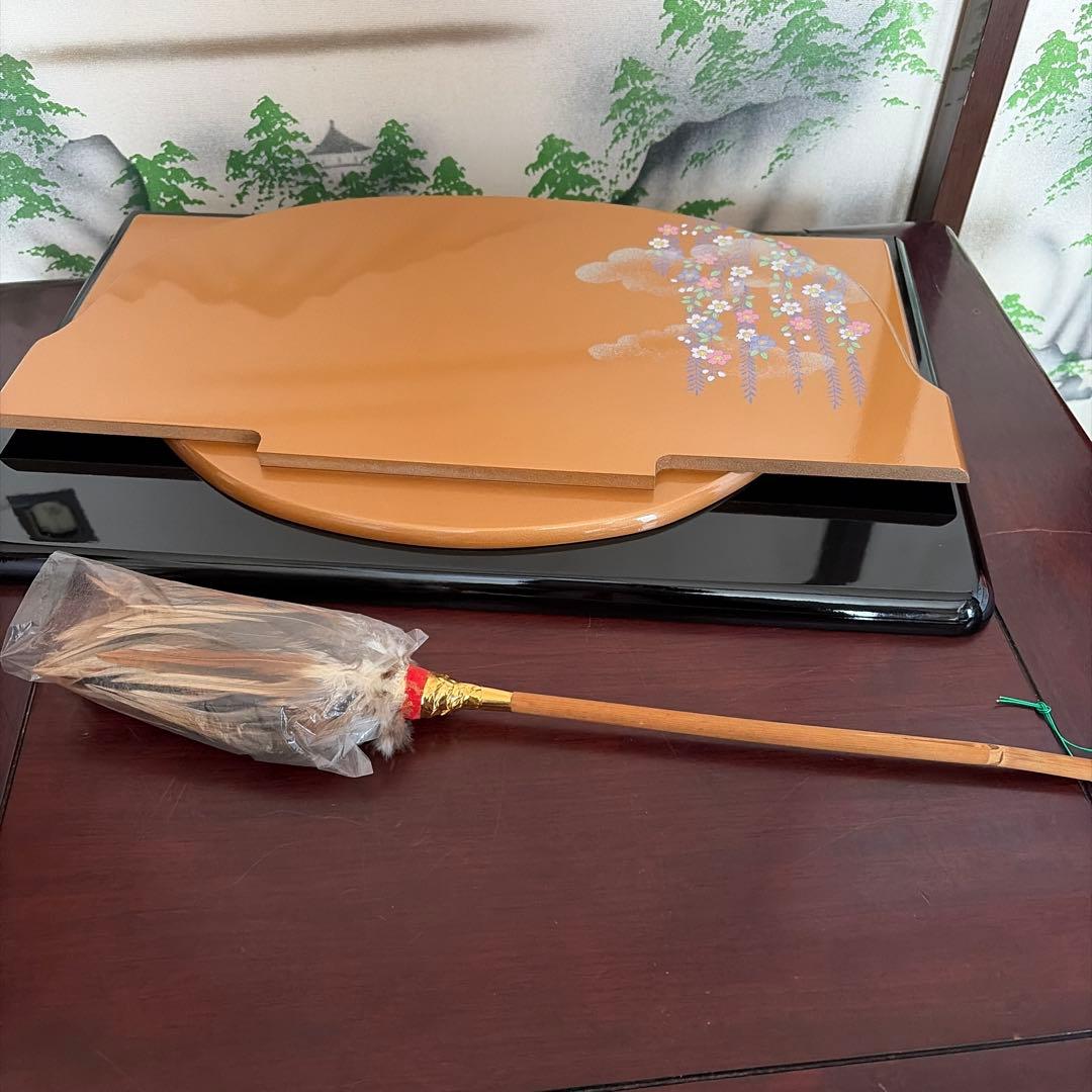 雛人形 5体セット　台座屏風　羽はたき付き