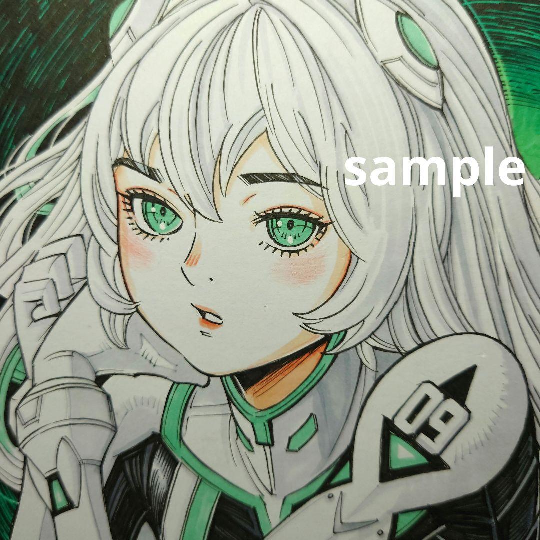 【手描きイラスト 144】オリジナル原画 中サイズ色紙「プラグスーツの女の子」