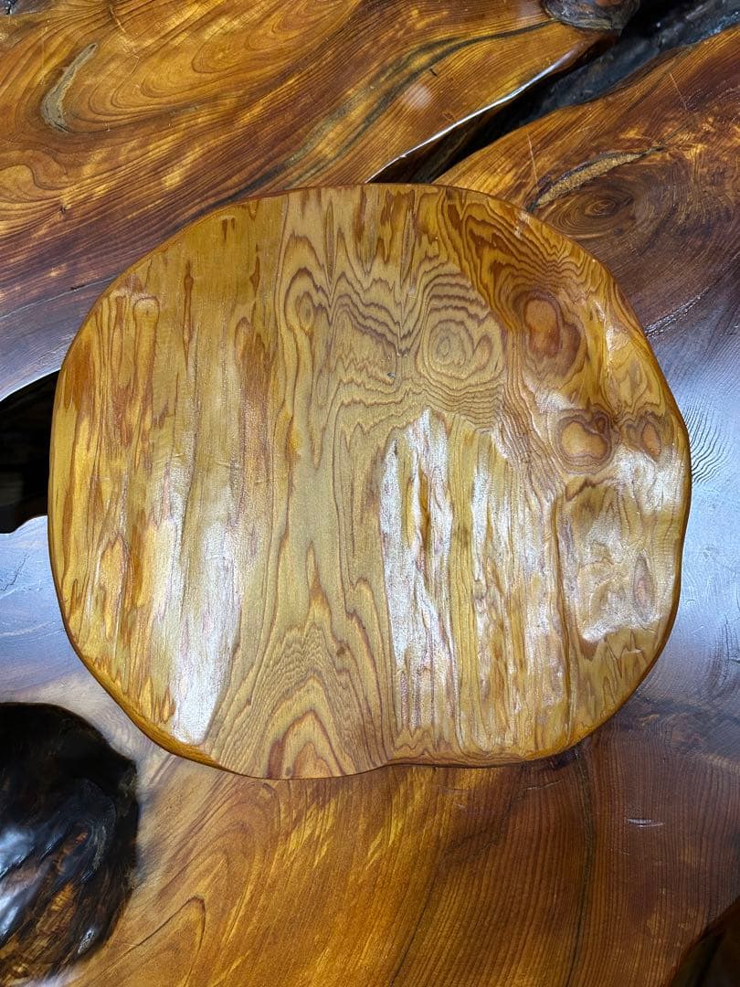 希少 屋久杉 応接セット ソファ ローテーブル 椅子4脚 無垢 天然木 一枚板