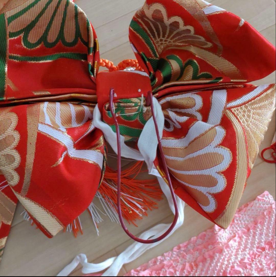 7歳　七五三　着物　結び帯　上げ帯　バッグ　草履　はこせこ　髪飾り　セット