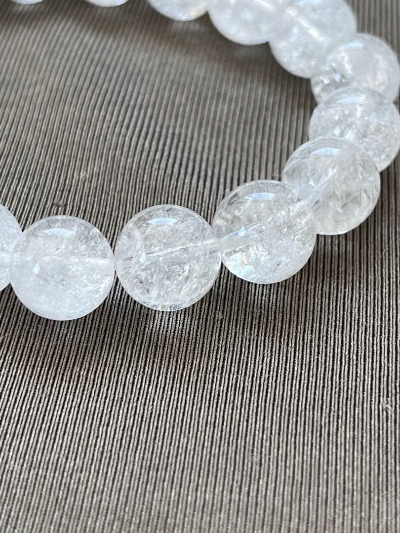 天然石ブレスレット☆高品質！ヒマラヤ水晶１０ｍｍ後半②☆キラキラ＆小さな虹入り♡
