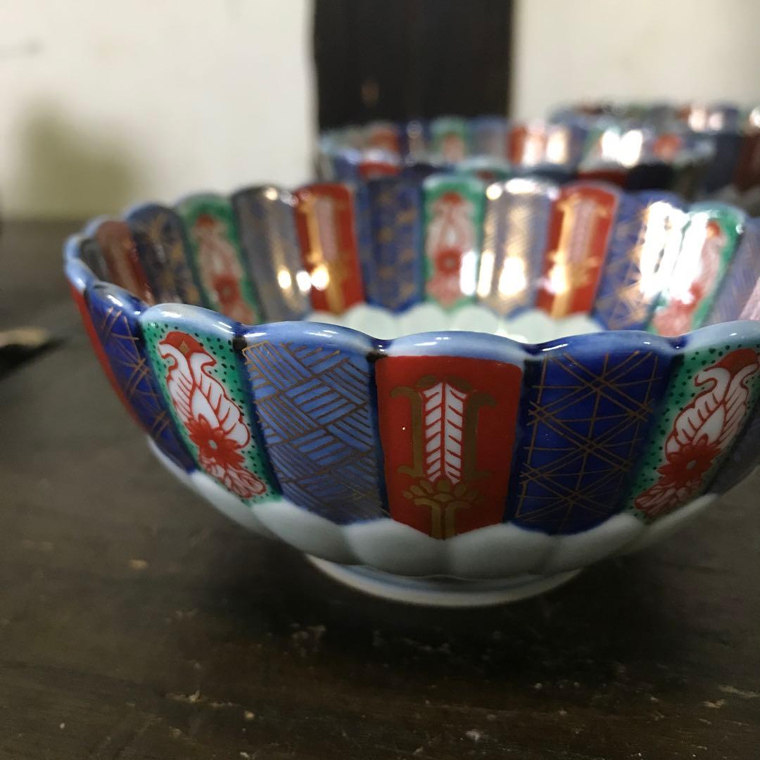 美品　波佐見焼　林九郎窯　染錦地紋　盛り鉢　小鉢　金彩　鮮やかな色合いが素敵です