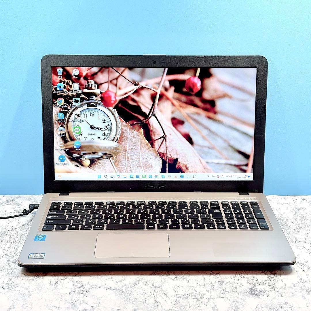 初心者におすすめ✨Win11✨オフィス✨カメラ✨ASUS✨ブラックノートパソコン