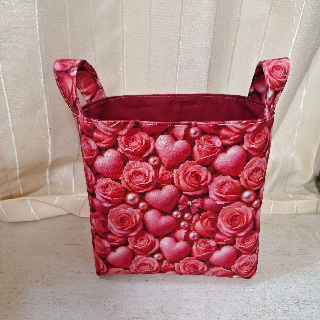 うさぎパネル生地　ハンドメイド　まちなしバッグ　布バスケット