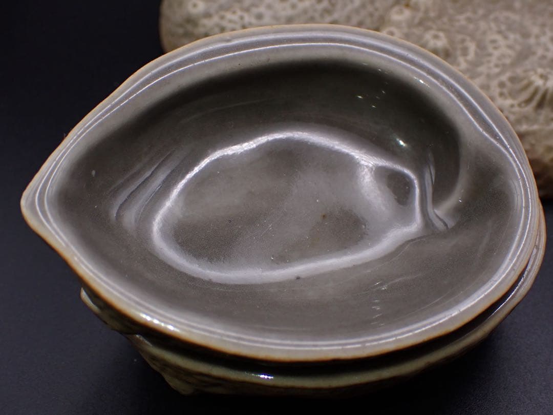 【完品】古三田 青磁 5客 あわび型 向付 変形小皿 骨董品