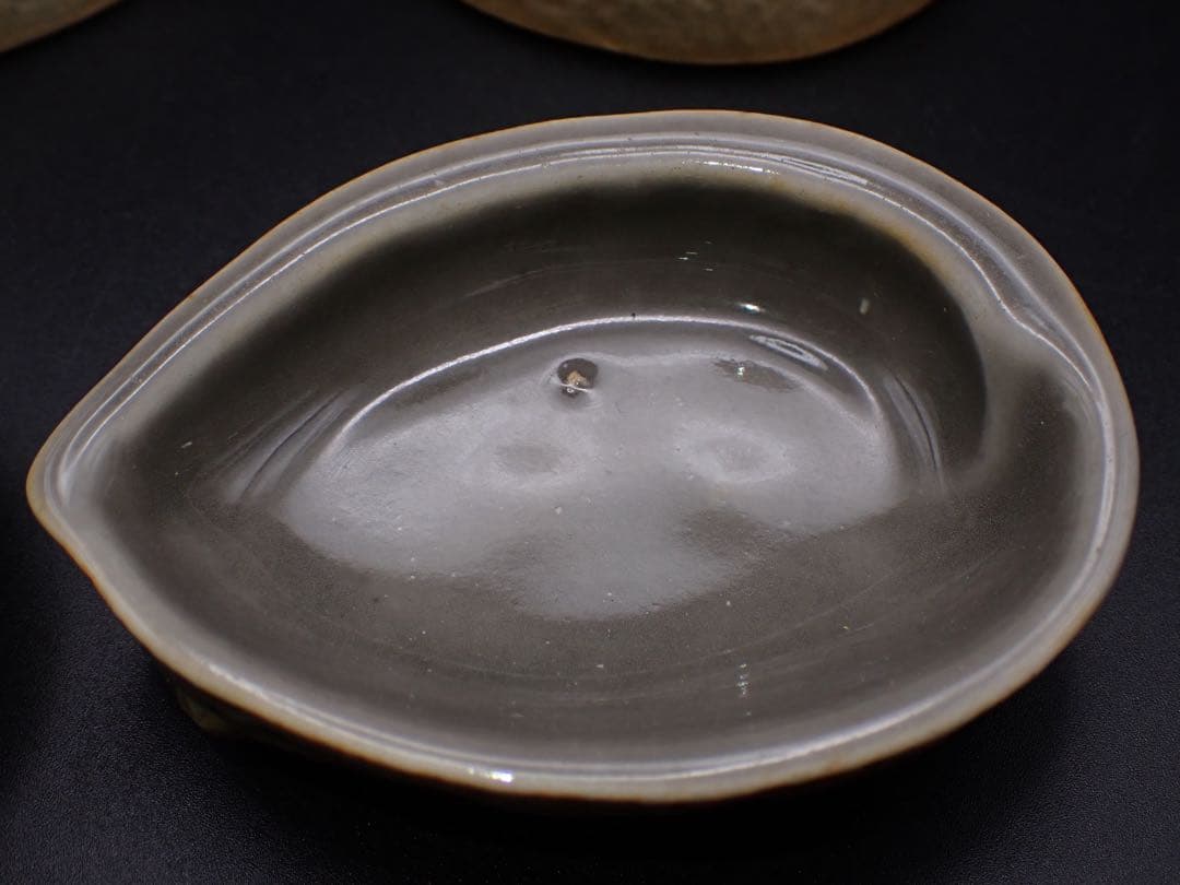 【完品】古三田 青磁 5客 あわび型 向付 変形小皿 骨董品