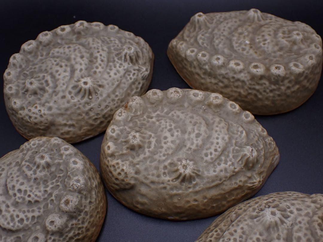 【完品】古三田 青磁 5客 あわび型 向付 変形小皿 骨董品