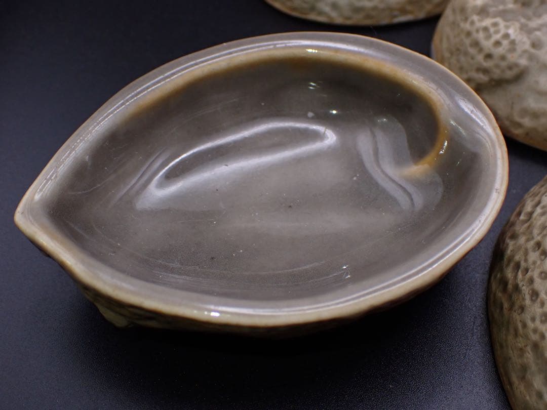 【完品】古三田 青磁 5客 あわび型 向付 変形小皿 骨董品