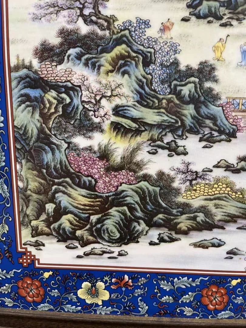 青花磁板絵 装飾品 現代工芸品 美術品 置物