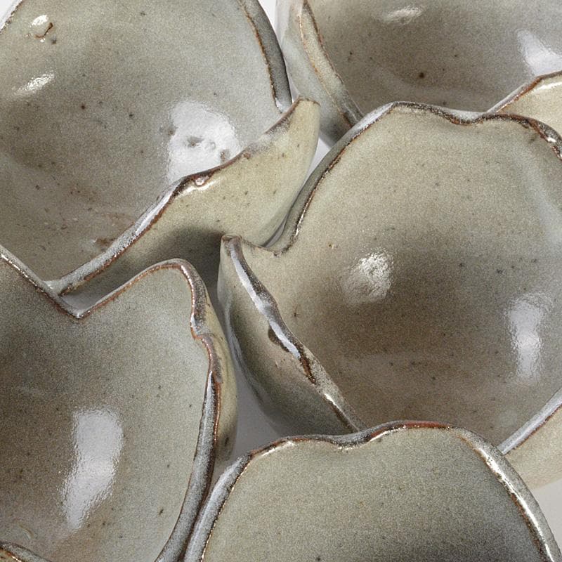 志野焼　大萱窯　豊場惺也造　割山椒向付　5客　共箱　V　6386C