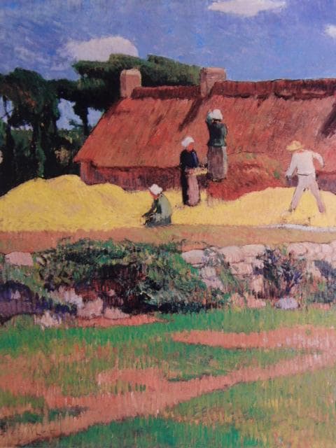 アンリ・モレ、ブルターニュの麦打ち、希少な画集より、高級新品額・額装付