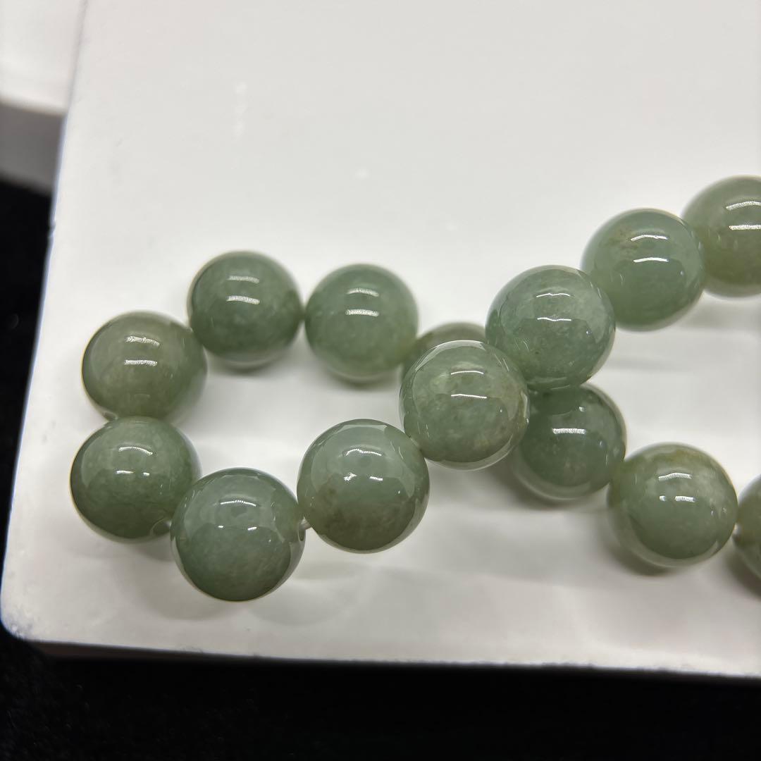 ミャンマー　本翡翠　ヒスイ　緑　天然石　ブレスレット 約12mmビーズ