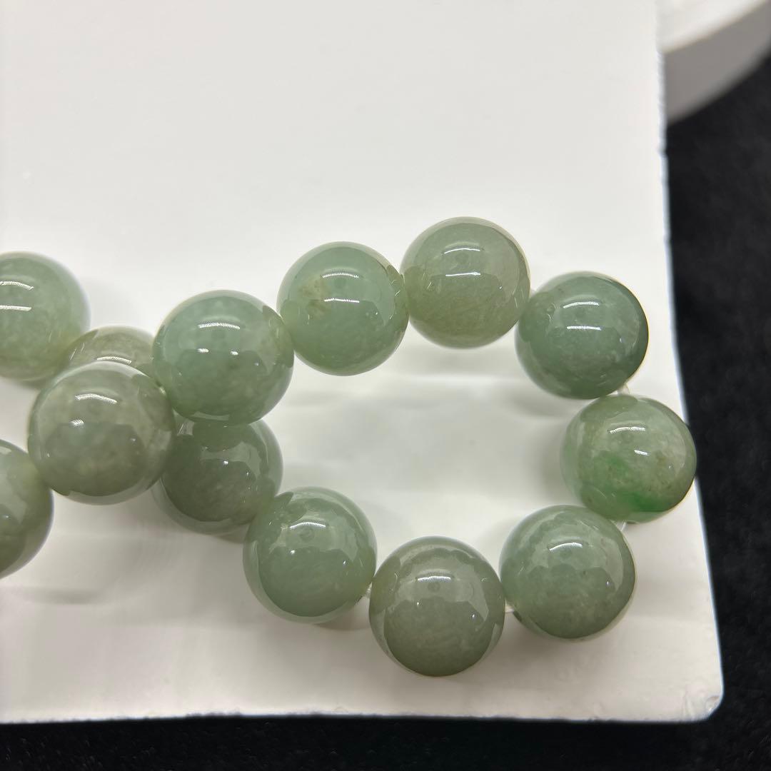 ミャンマー　本翡翠　ヒスイ　緑　天然石　ブレスレット 約12mmビーズ