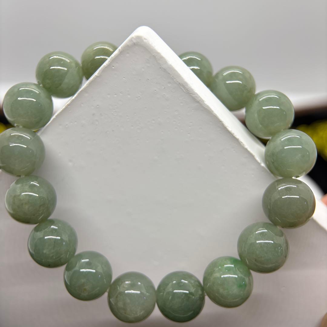 ミャンマー　本翡翠　ヒスイ　緑　天然石　ブレスレット 約12mmビーズ