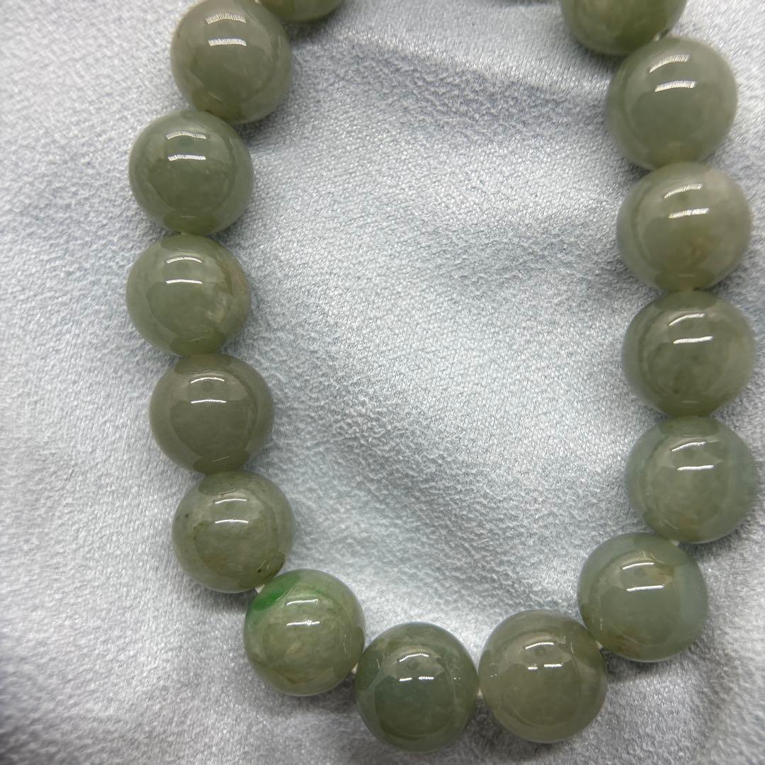 ミャンマー　本翡翠　ヒスイ　緑　天然石　ブレスレット 約12mmビーズ