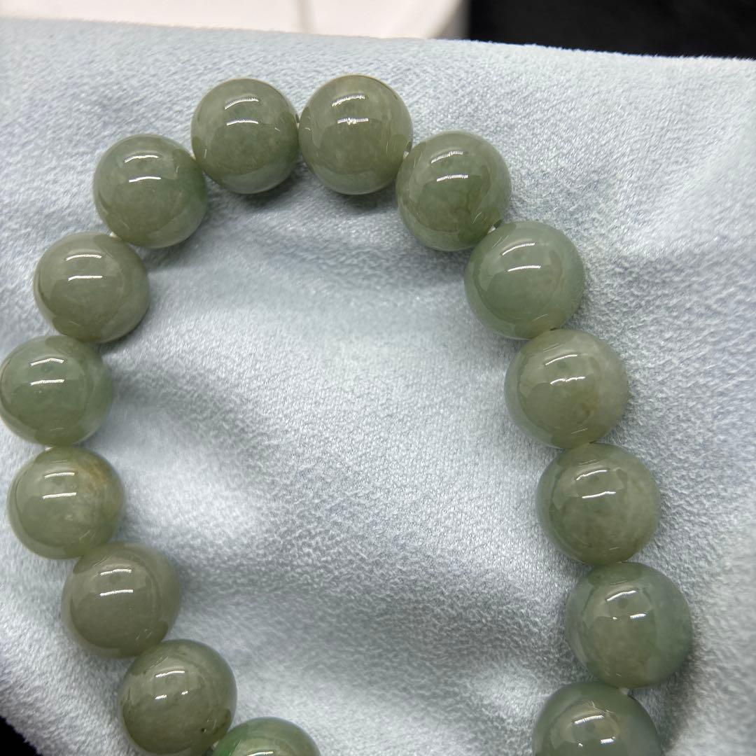 ミャンマー　本翡翠　ヒスイ　緑　天然石　ブレスレット 約12mmビーズ