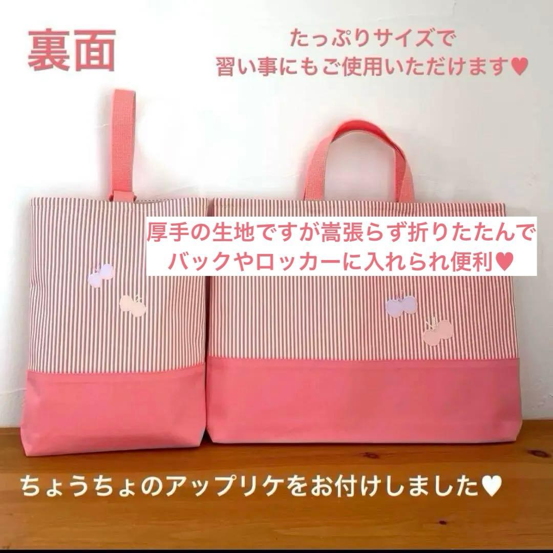 ハンドメイドレッスンバッグ・シューズバッグ・お着替え袋 3点・うさちゃん と蝶々