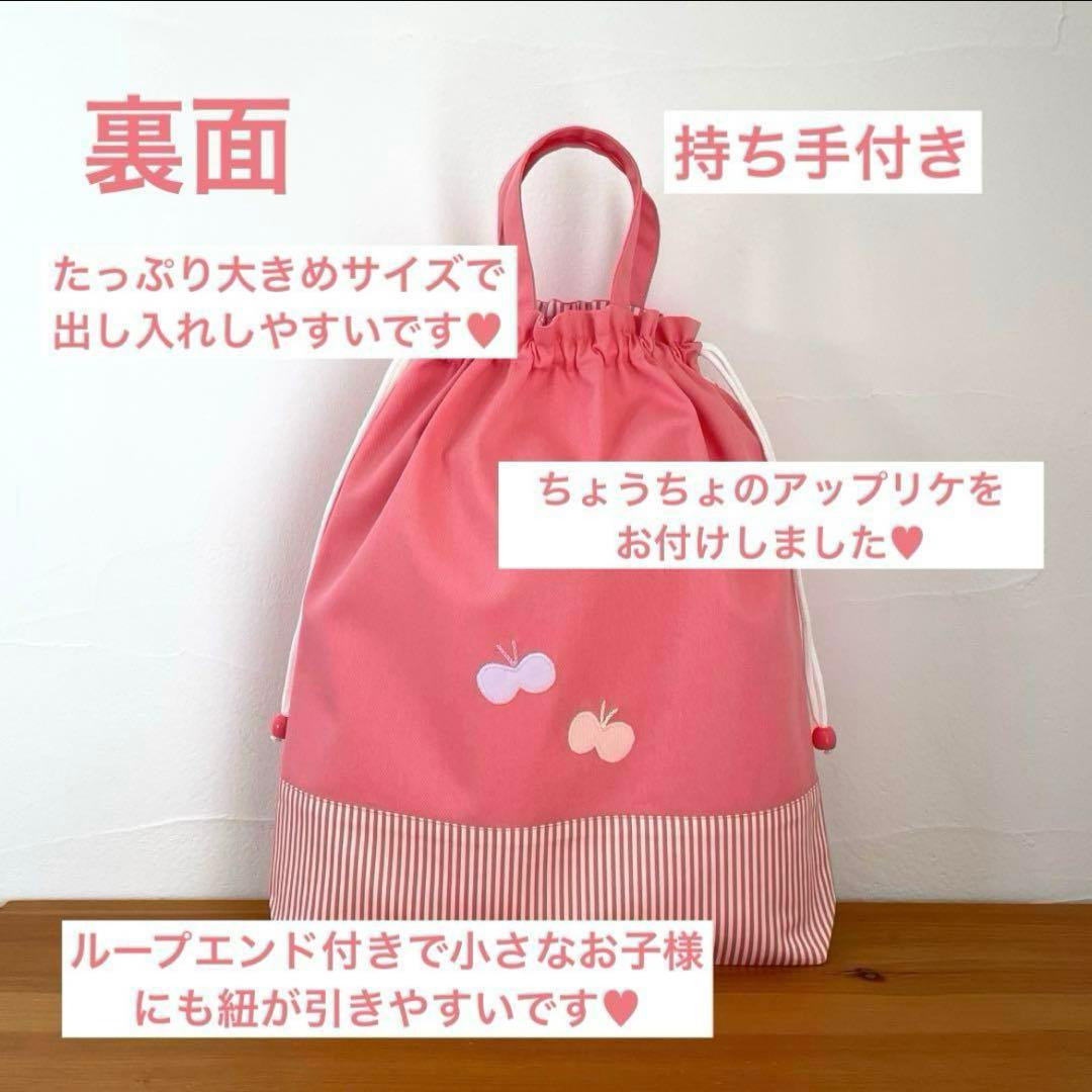 ハンドメイドレッスンバッグ・シューズバッグ・お着替え袋 3点・うさちゃん と蝶々