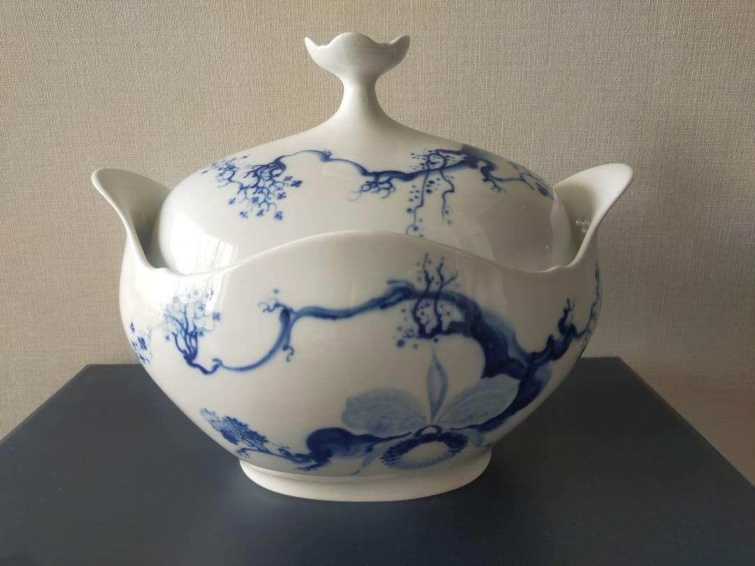 珍品【MEISSEN】ブルーオーキッド 大型スープチューリン 約3.5L 一級品