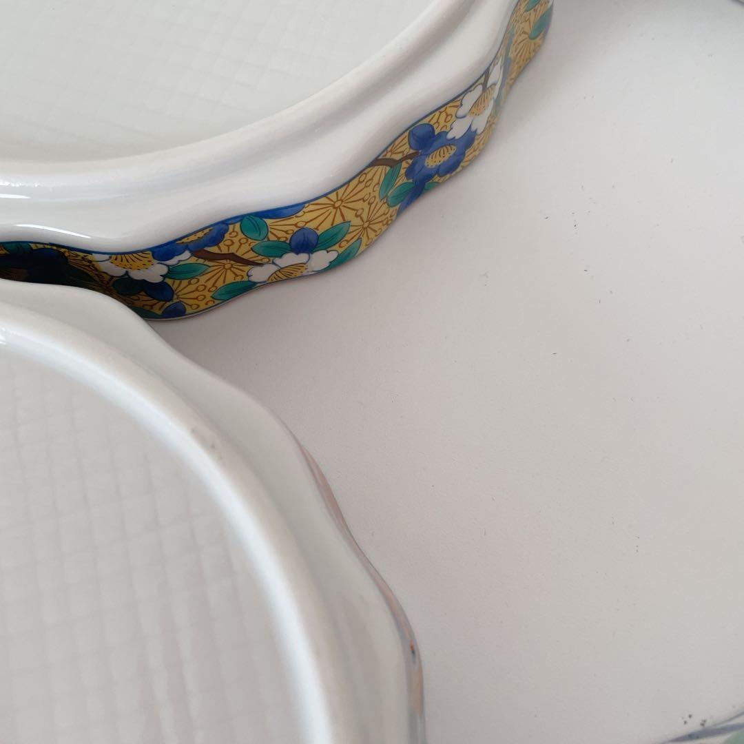 有田焼　吾山窯 絵変わり　花鳥文　仕切り皿　刺身皿　古伊万里 5枚セット　花